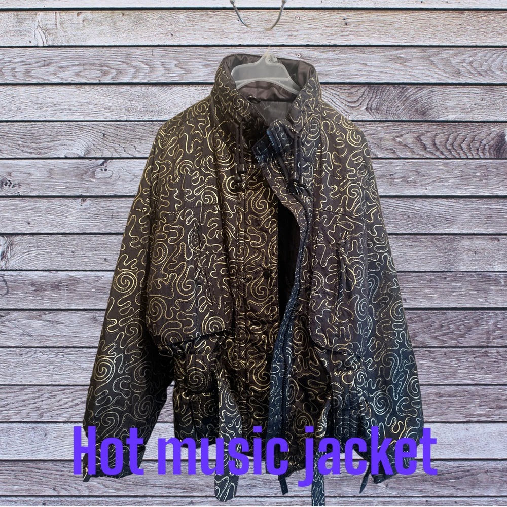 Hot music jacket Womens medium black and gold